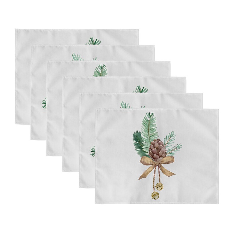 Set of 6 Pine Cone Placemats, Pine Tree Fabric Placemat, Dining Room