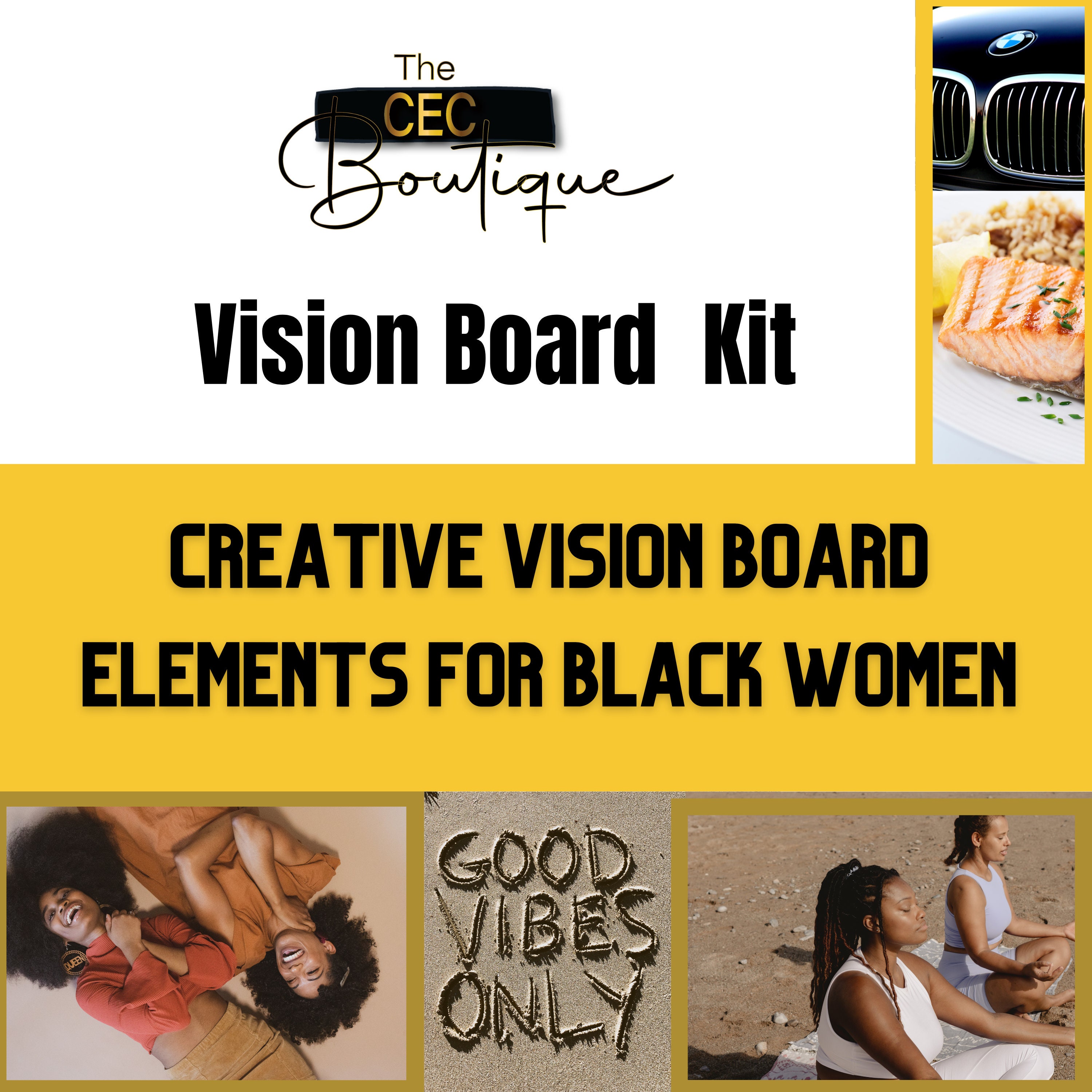 2024 Vision Board Kit Complete Ultimate Bundle Inspirational Dream Board  Motivational Mood Board Positive Goal Board Black & White Printable 