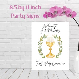 First Holy Communion Party Signs - 1st Communion Party Signs -Catholic Eucharist Sign - 8.5 by 11 digital download - Catholic Sacrament