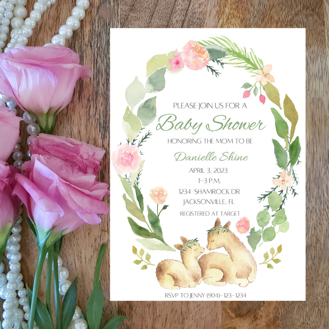 Llama Baby Shower Invitation - Digital Download Baby Shower Invite ...