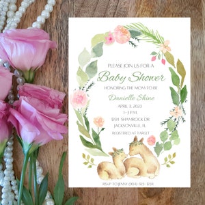 Llama Baby Shower Invitation - Digital Download Baby Shower Invite - Baby Animal watercolor baby shower - Boho Baby Shower - Mom and Baby