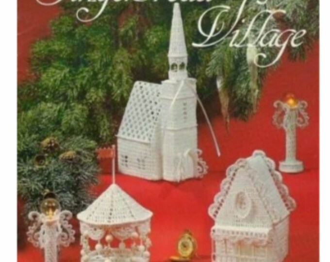 PDF.Vintage. Magazine in PDF format. White cotton crochet village models, miniatures for Christmas. Patterns with English tutorials PDF format