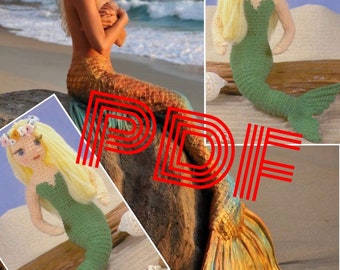 Amigurumi.Crochet mermaid doll model. Tutorials, English pattern PDF format
