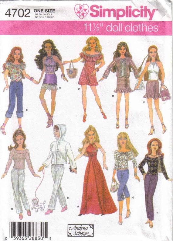 PDF Vintage magazine Simplicity PDF Sewing clothing models for  Barbie Pattern with tutorials in French, English