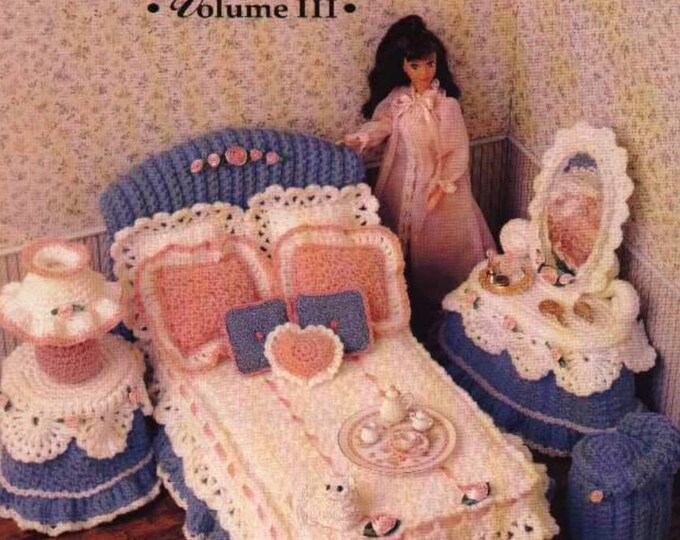 PDF Vintage magazine format PDF.Modèle meubles pour Barbie au crochet ,patterns avec  tutoriels anglais