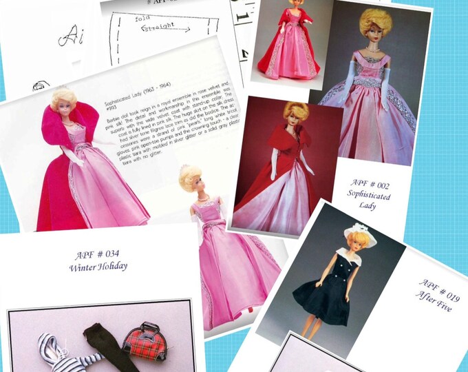 PDF Vintage.Parade de modèles en couture pour poupée Barbie,format PDF. Patterns avec tutoriels en anglais  format PDF