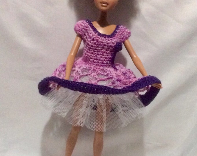 Chic petite robe au crochet,jupe doublure pour poupée Barbie T27 cm