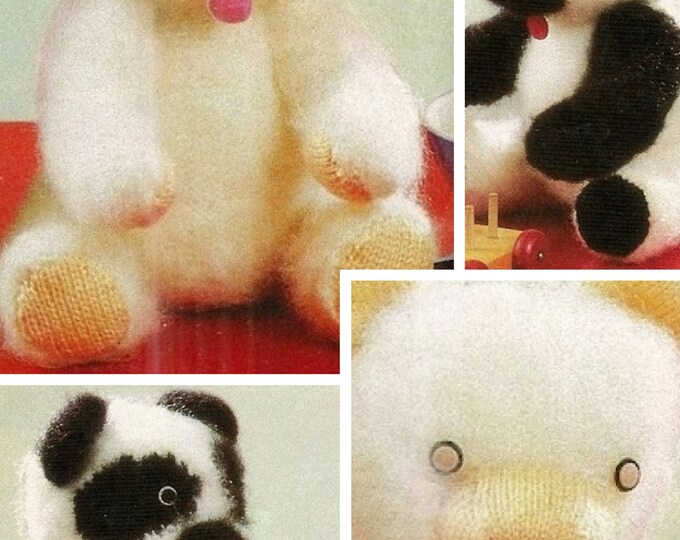 Vintage.Modèles amigurumis panda et ourson en tricot.Pattern avec tutoriels anglais format PDF
