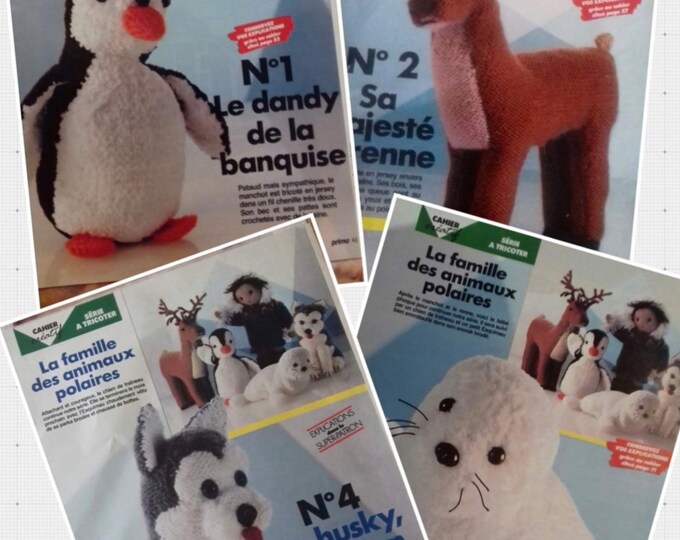 PDF Offre spéciale.Petite livre vintage format PDF .Modèles 4 animaux en tricot,patron avec tutoriels français format PDF