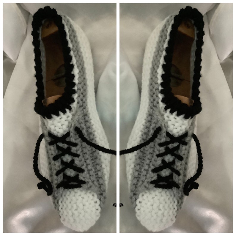 Zapatillas deportivas elegantes de punto, lana/acrílico. Modelo único. Zapatillas deportivas de interior para mujer y hombre.Talla grande 41-43 imagen 2