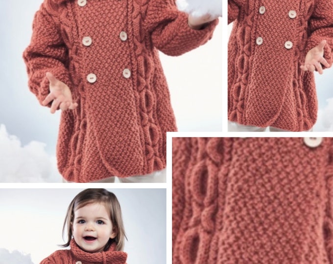 Modèle manteau - cardigan en tricot pour enfant.Patron avec tutoriels français, anglais format Pdf