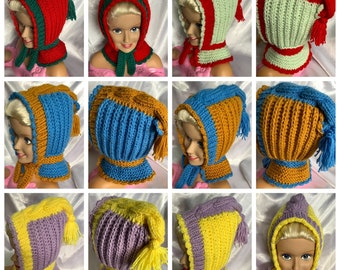 On order.Chic handmade knit hat, acrylic T for children 12-24 months, hat model with neck warmer