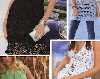 Small book of festival patterns (2 dresses + 2 tunic dresses), crochet lace patterns with tutorials in French, PDF format
