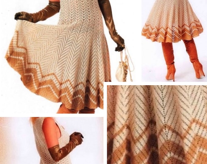 Crochet lace dress pattern International diagrams and diagrams with explanation in technical design in PDF format
