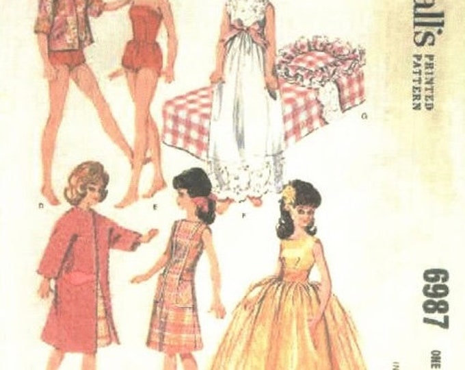 Vintage PDF.MCCalls Craft Magazine PDF format.Chic sewing clothing model for Barbie doll.Patterns,English tutorials PDF format