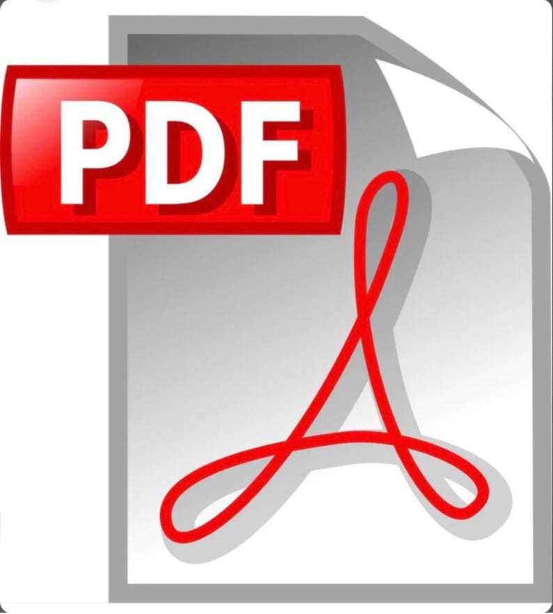 May include: A digital file icon representing a PDF document. The icon features a light grey paper sheet with a folded top right corner and a prominent red rectangular header containing the white text PDF, alongside a large red stylised letter A.