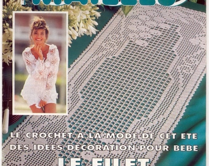 PDF Vintage.Magazine 1000 stitches in PDF format.White cotton crochet capeline models.Patterns with tutorials in French PDF format
