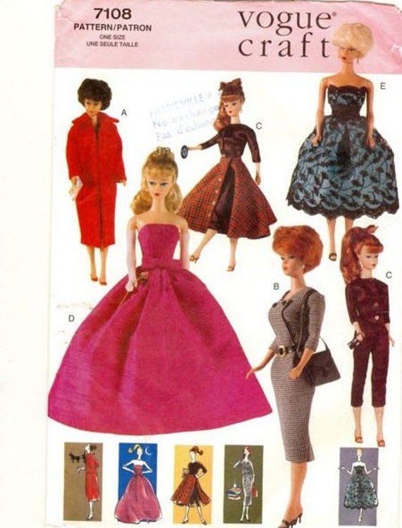 PDF Vintage magazine Vogue format PDF.Modèles robes couture pour poupée Barbie.Pattern avec tutoriels en français format PDF