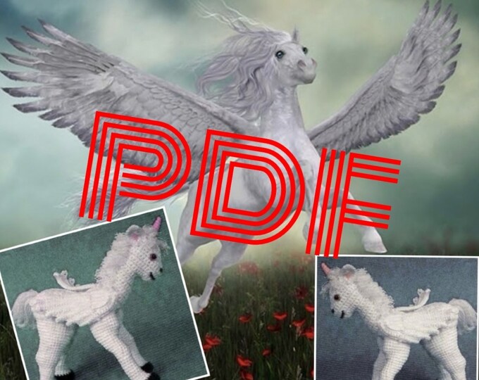 Modèle petite licorne  blanche.Pattern avec tutoriels anglais format Pdf