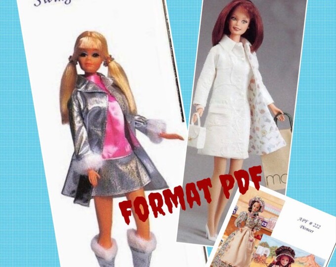 PDF Vintage.Parade de modèles en couture pour poupée Barbie,format PDF. Patterns avec tutoriels en anglais  format PDF