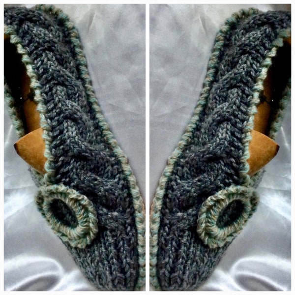 Chaussons pantoufle d intérieur en tricot fait main,semelles antidérapantes pour femme,homme grande taille 41-43.Fil acrylique / laine