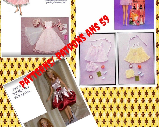 PDF Vintage.Parade de modèles en couture pour poupée Barbie,format PDF. Patterns avec tutoriels en anglais  format PDF