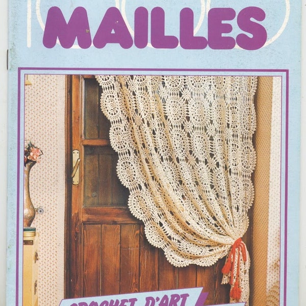 Vintage.Magazine 1000 mailles en  format PDF.Modèles grands rideaux au crochet.Patrons avec tutoriels français format PDF