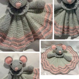 PDF.Modello di peluche topolino all'uncinetto per bebè. Schema, schema con tutorial in francese e inglese in formato PDF