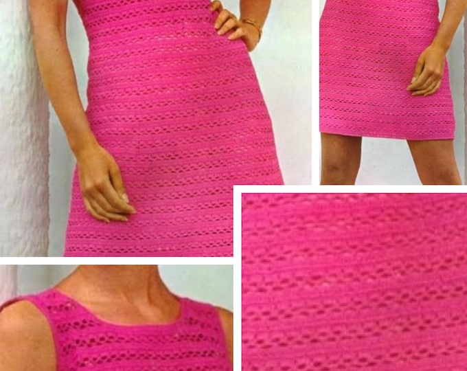 Vintage.Chic crochet lace dress model, for women.Pattern with English tutorial PDF format