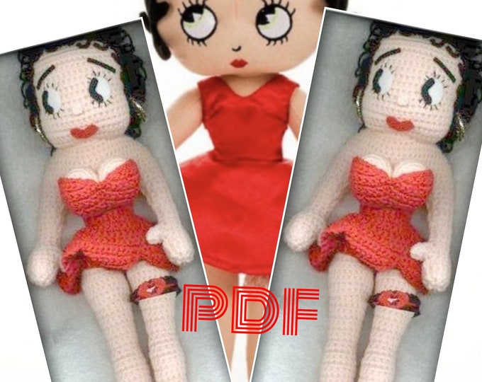 Vintage.Modèle poupée Betty au crochet .Pattern avec tutoriels en français,anglais format PDF