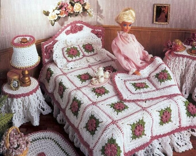PDF Vintage magazine format PDF.Modèle meubles pour Barbie au crochet ,patterns avec  tutoriels anglais