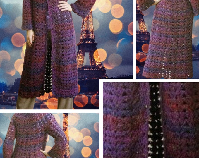 Vintage.Chic crochet lace cardigan model, for women.Pattern with English tutorial PDF format