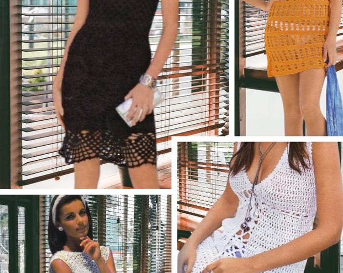 Special offer Small festival book of patterns (2 dresses + 2 tunic dresses), crochet lace Patterns with French tutorials, Pdf