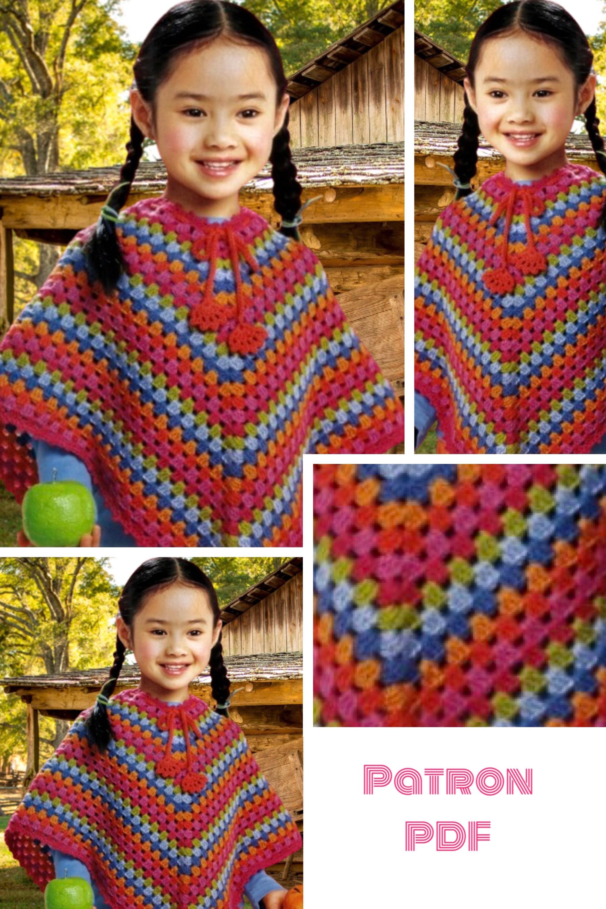 Vintage. Multicolor Cap-poncho Model for Little Princess 4-10 Years Old ...