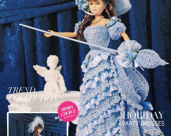 Vintage magazine format PDF.Modèles robe et accessoire pour Barbie au crochet ,patterns avec  tutoriels anglais