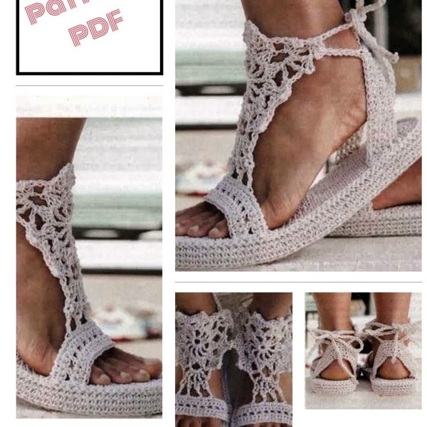 Slippers pattern - women's sandals crochet Pattern with English tutorials PDF format