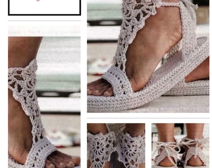 Slippers pattern - women's sandals crochet Pattern with English tutorials PDF format