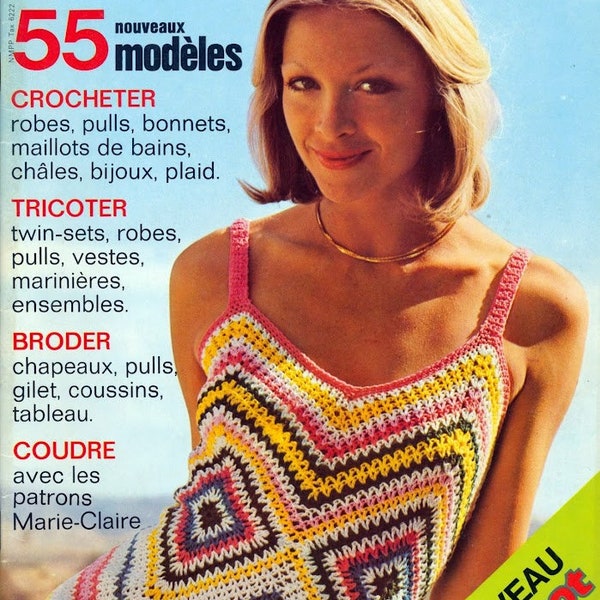 Vintage ans 70.Grande magazine Mon Tricot ( +66 pages), format Pdf.Modèle crochet,tricot avec tutoriels français,anglais format Pdf