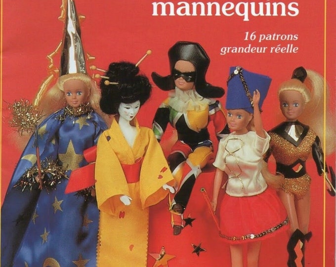 PDF.Vintage.Magazine costumes for dolls, sewing, chic clothes for Barbie dolls.Patterns with French tutorials PDF format