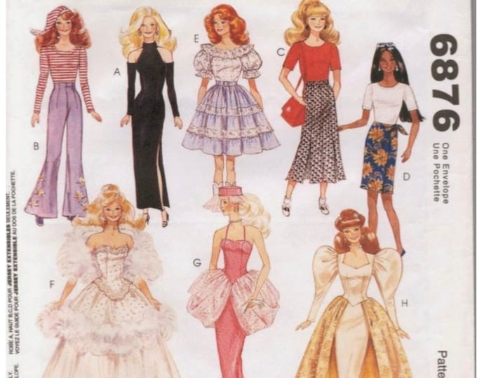 PDF Vintage.MCCalls Craft Magazine in PDF.Chic sewing clothing model for Barbie doll.Patterns, French, English tutorials PDF format