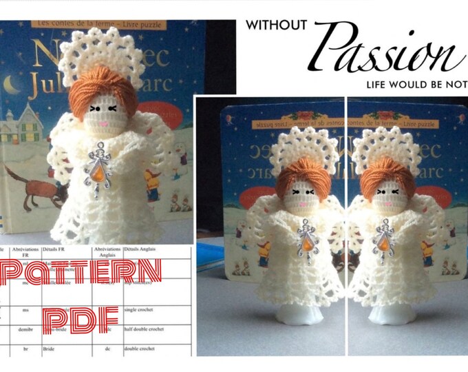 Amigurumi,modèle petite poupée angel pour chance, (dans voiture,pochette) crochet .pattern,tutoriels en anglais format pdf