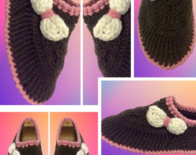 PDF. Slippers pattern, crochet moccasins for adults, master class pattern in step-by-step photos with French tutorials PDF format