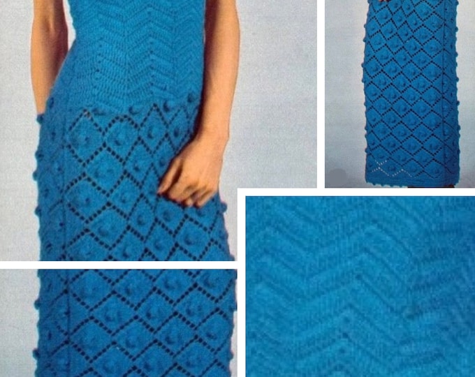 Vintage.Long crochet evening dress models, for women.Pattern with French tutorial PDF format