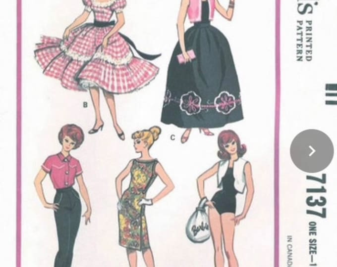 PDF Vintage.MCCalls Craft Magazine,PDF.Chic sewing clothing model for Barbie doll.Patterns,French,English tutorials PDF format