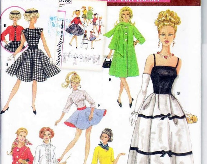 PDF Vintage magazine Simplicity PDF format. Sewing clothing models for Barbie doll. Pattern with tutorials in French, English