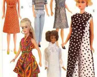 PDF Vintage Vogue magazine PDF format. Sewing dress patterns for Barbie doll. Pattern with tutorials in English, French PDF format