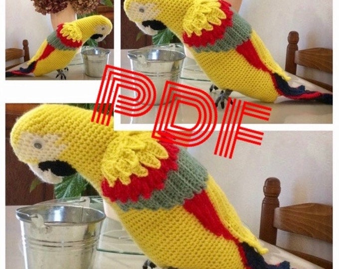 Amigurumi,grande pirogue Ara au crochet,patron avec Tutoriels français en format PDF