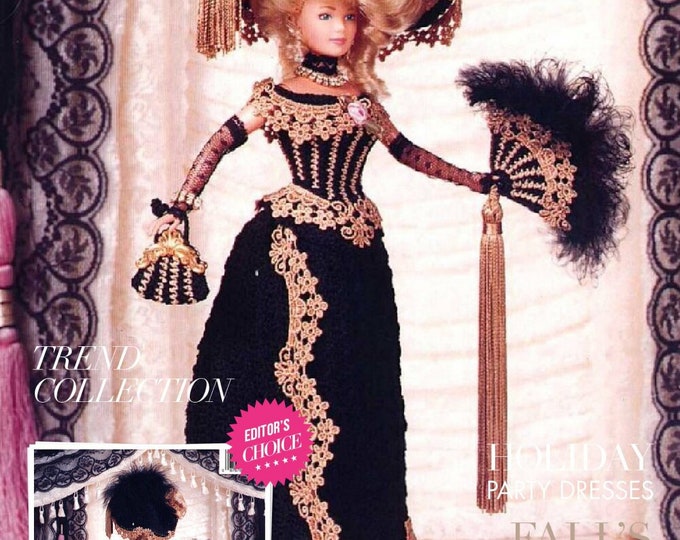 Vintage magazine format PDF.Modèles robe et accessoire pour Barbie au crochet ,patterns avec  tutoriels anglais