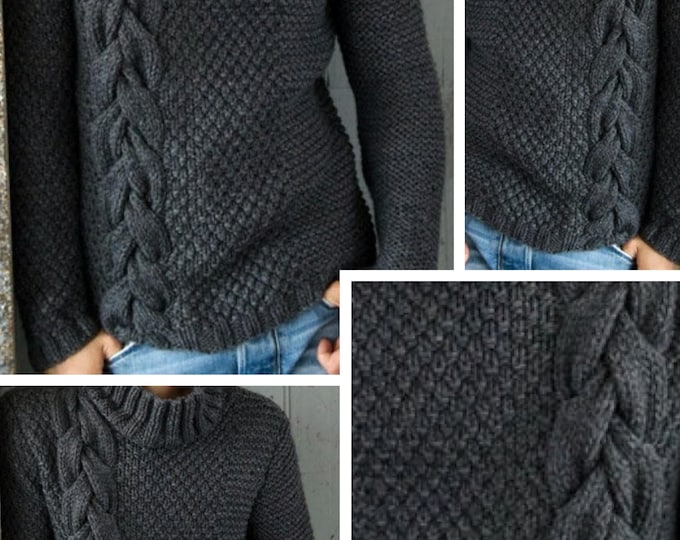 Chic knitted sweater pattern for men. Pattern with tutorials in French, PDF format