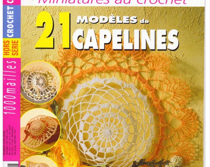 PDF Vintage.Magazine 1000 stitches in PDF format.White cotton crochet capeline models.Patterns with tutorials in French PDF format